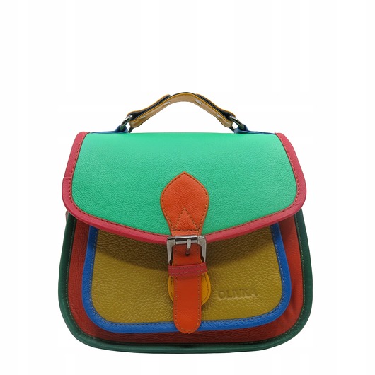 torby na ramię Torebka damska kolorowa skórzana skóra naturalna rączka pasek OLIVKA