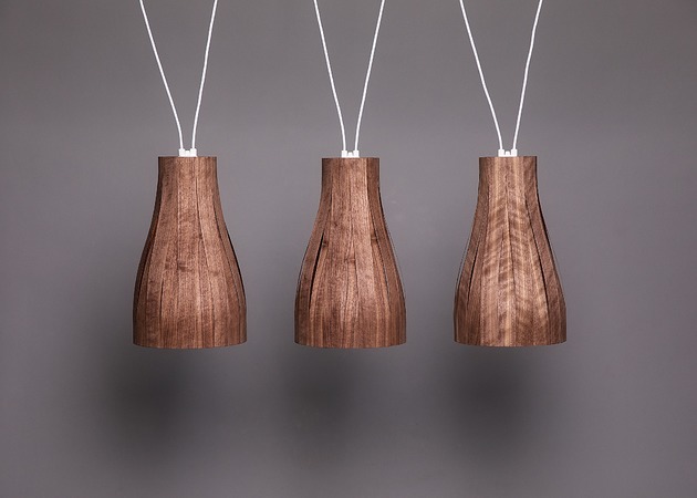 lampy wiszące INES SMALL - zestaw 3 lamp z naturalnego drewna