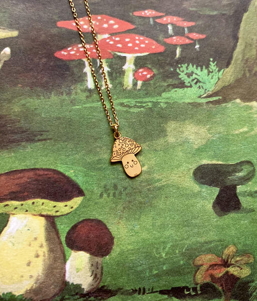 złote naszyjniki Happy Amanita - Muchomor - Naszyjnik - Grzybek
