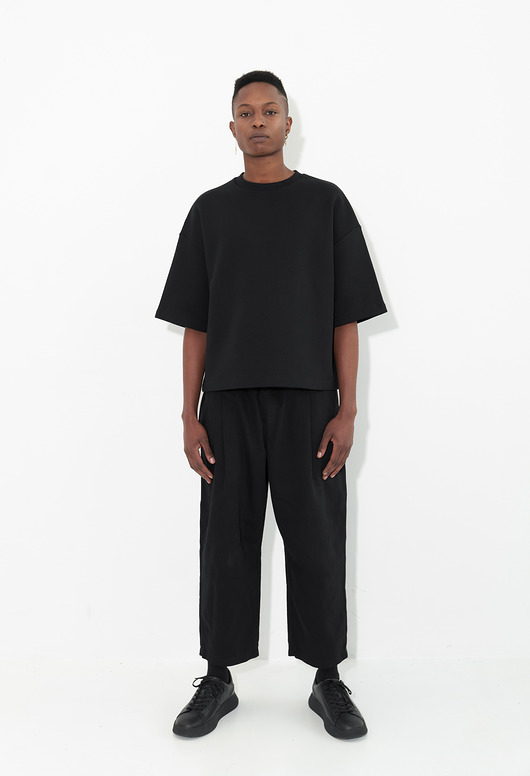 bluzy męskie Krótka bluza oversize - bawełna organiczna