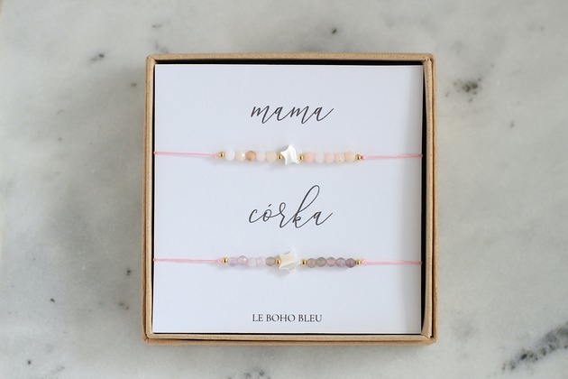 bransoletki na sznurku MAMA i CÓRKA - ZESTAW - Bransoletki z kamieniami urodzeniowymi