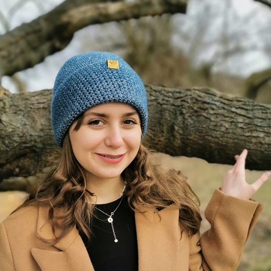 czapki damskie Przejściowa czapka bawełna merino COSY niebieska