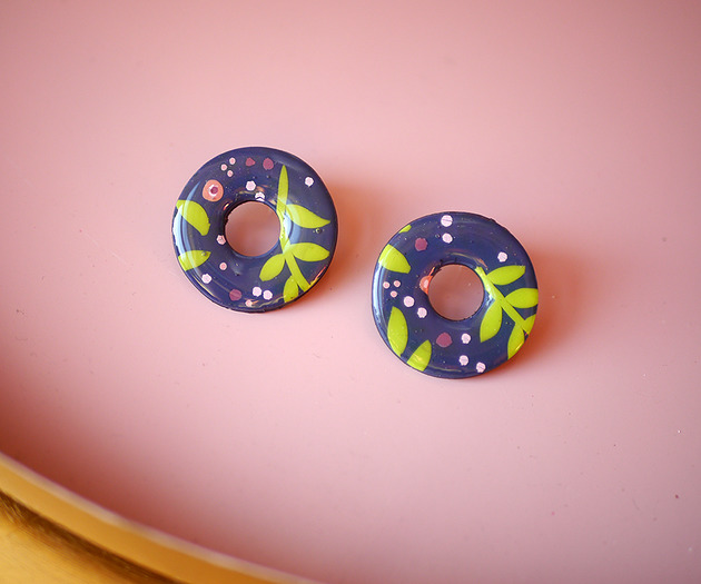 KOLCZYKI donuty sztyfty listki WIOSNA MODELINOVA