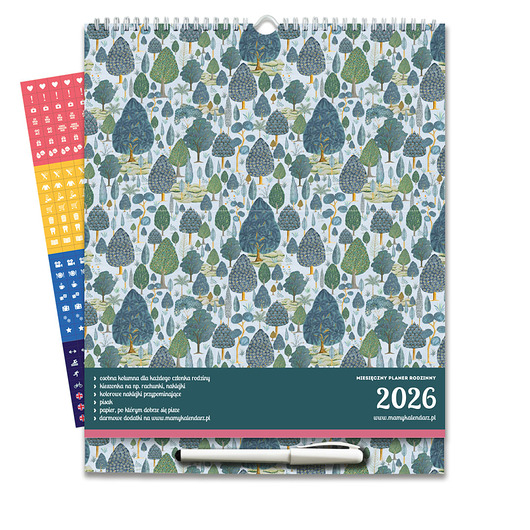 kalendarze i plannery Rodzinny planer kalendarz organizer miesięczny 2026 rok