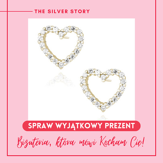 kolczyki pozłacane Kolczyki srebro 925 serce cyrkonie pozłacane