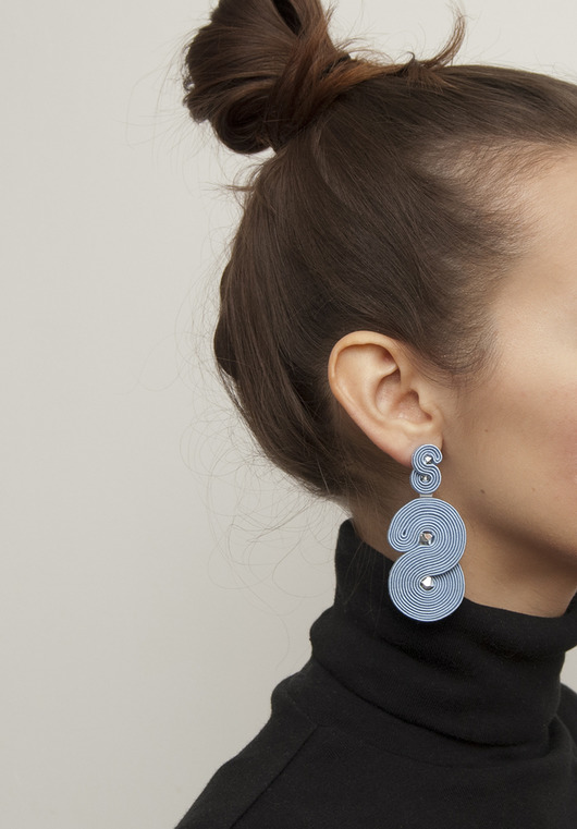 kolczyki soutache Kolczyki soutache - Blado niebieski duże