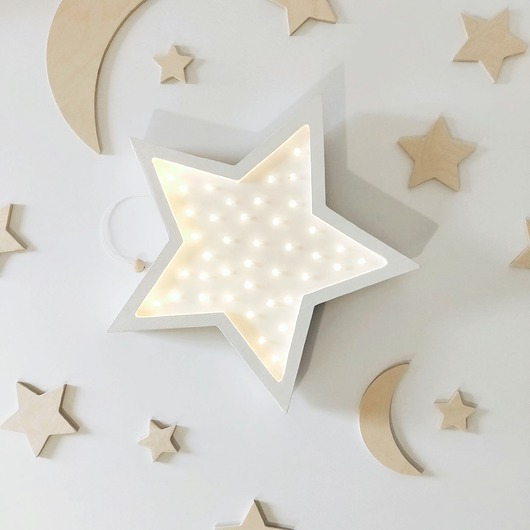 Drewniana Lampka Gwiazdka Happy Wall