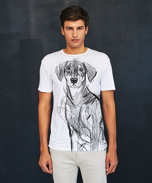 t-shirty męskie Pincher Dog Men's T-shirt white