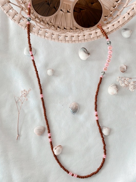 okulary damskie Łańcuszek do okularów  HIPPIE boho pink