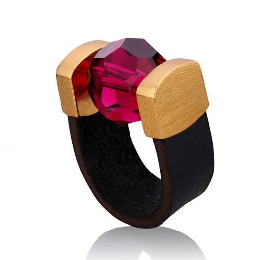 Ruby Leather Ring in Gold Joccos Design