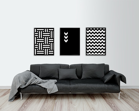 Paski trzy plakaty geometryczne Bury Lis