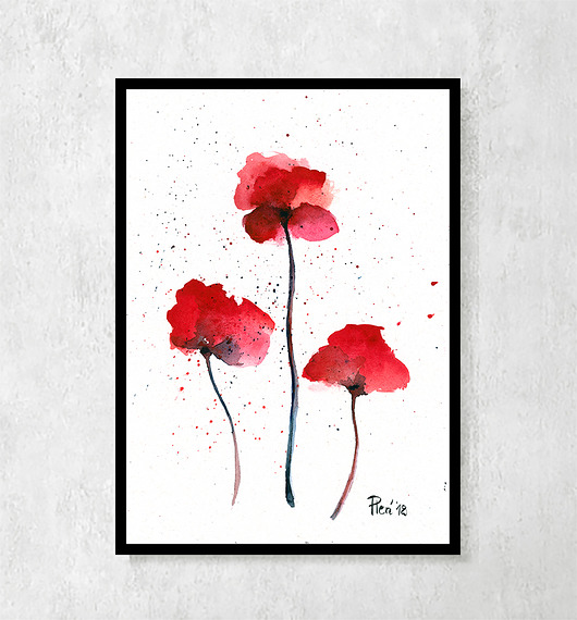 Plakat botaniczny Trzy maki polne  30x40cm ceci bloom