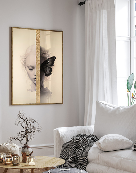 plakaty Plakat - Kobieta i Motyl
