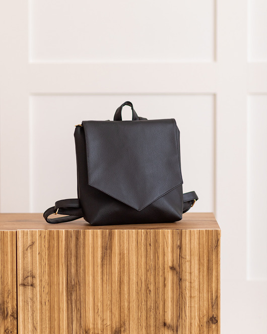 plecaki LOTUS Black Vegan-Leather Mini Backpack