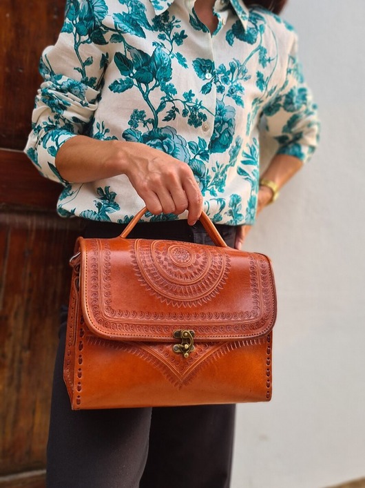 torby na ramię Kuferek torebka damska skórzana wzory Linda góralska skóra