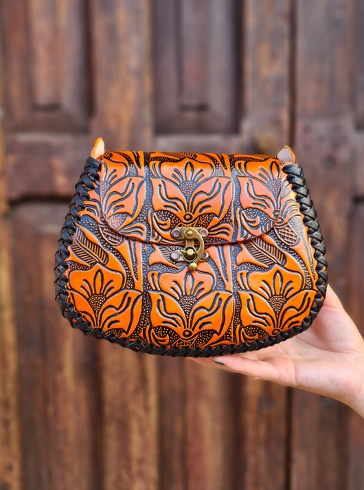 torby na ramię Torebka skórzana ręcznie robiona Julia Pomarańczowa