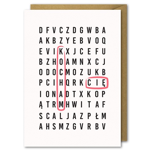 kartki okolicznościowe - wydruki Kartka Walentynkowa, Miłosna Wykreślanka