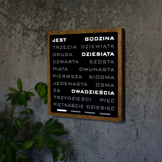 zegary Word Clock - duży zegar słowny  j. polski