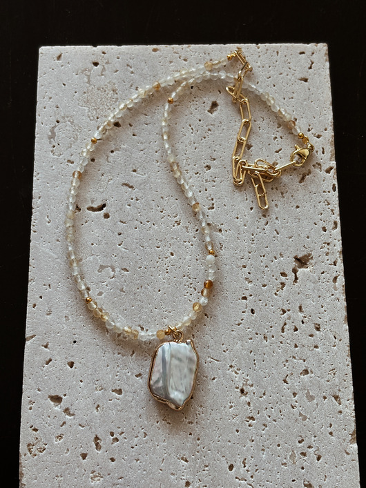 złote naszyjniki Naszyjnik Cytryn z Perłą