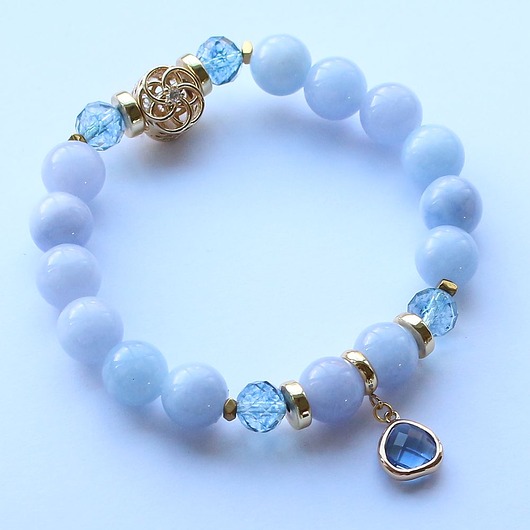 bransoletki z kamieni naturalnych Ochronna na relacje - Angelit, topaz, hematyt