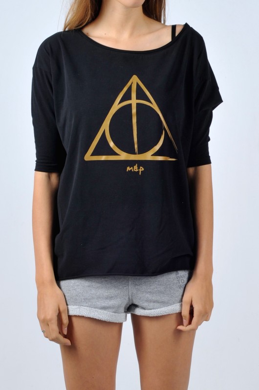 Deathly hallows tee black mint-and-pepper