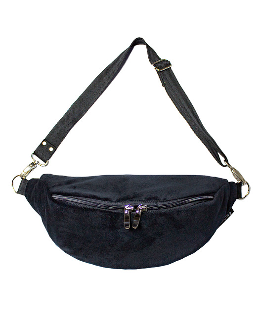 Welurowa nerka czarna sacky bag