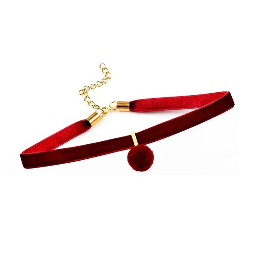 POPLAVSKY  CHOKER BORDOWY POMPON srebro 925 POPLAVSKY