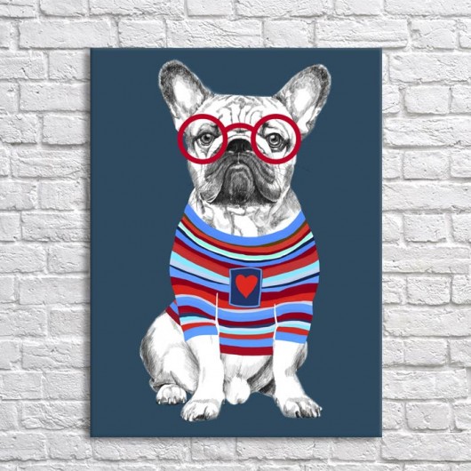 OBRAZ NA PŁÓTNIE -  40x50 BULLDOG HIPSTER LUdesign gallery