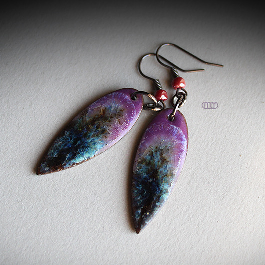 kolczyki ceramiczne Owocowe Listki/stal chirurgiczna