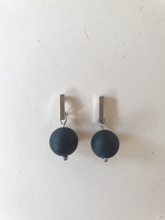 kolczyki z kamieniami Kolczyki PATYCZKI czarny turmalin