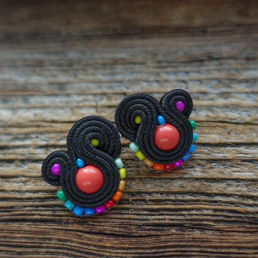 kolczyki soutache Kolorowe Lentinki- kolczyki soutache