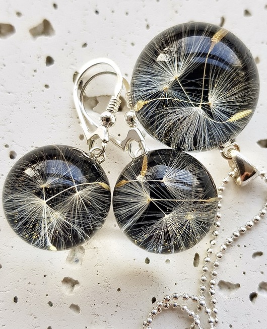 zestaw-dmuchawce w żywicy Grol Jewellery