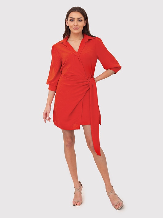 sukienki midi damskie Koszulowa sukienka w kolorze pomarańczowym DA1778 BURNT ORANGE