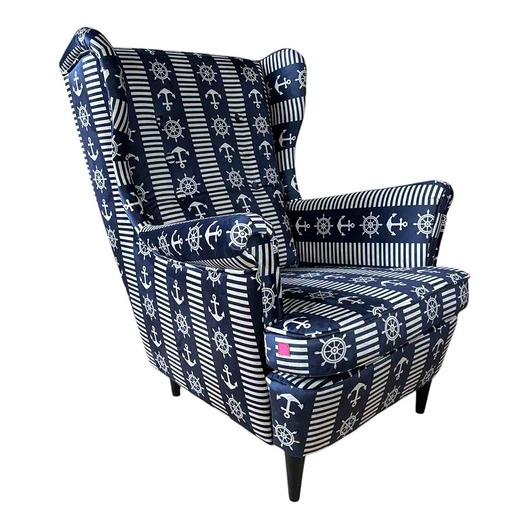fotele Fotel uszak Kapitan we wzory, welurowy
