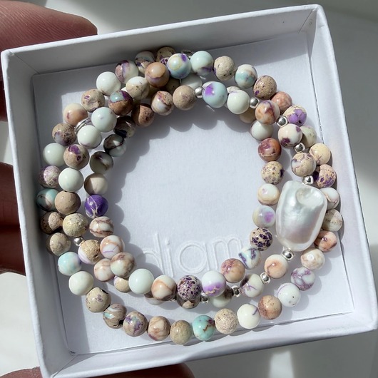 korale Naszyjnik z kamieni naturalnych Pudrowa Perła