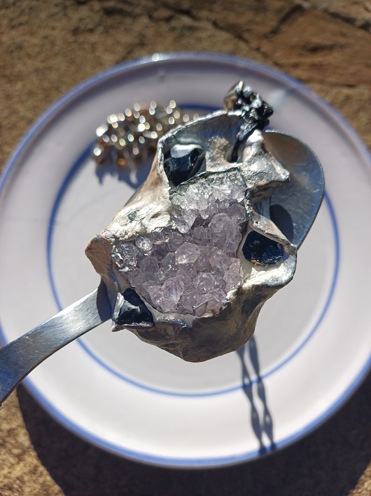 wisiory CRYSTAL WITCH - amulet z ametystem i obsydianem