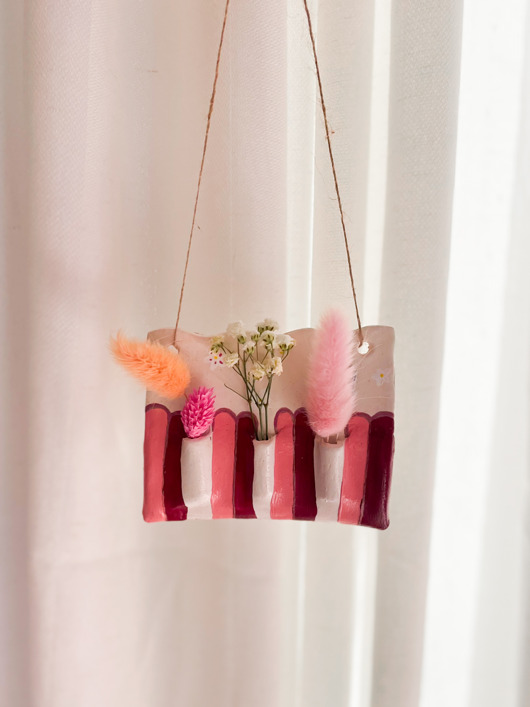 Ozdoby na ścianę Dekoracja ścienna wazon z gliny suszone kwiaty