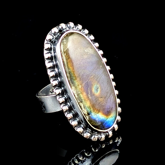 pierścionki srebrne Pierścionek wiosenna tęcza- labradoryt