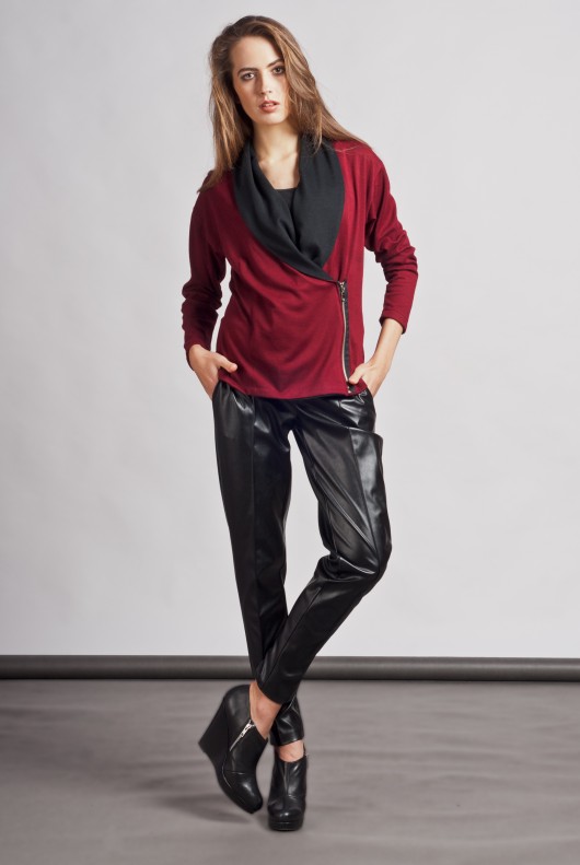Cardigan with contrasting lapels / swe 105 Lanti