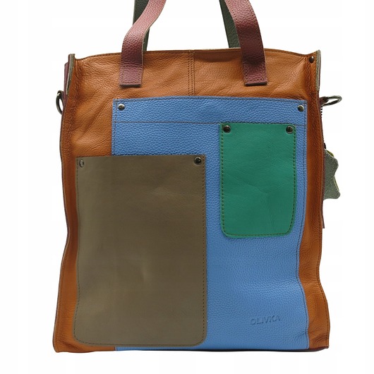 torby na ramię Torebka damska na ramię, shopper, duża, pojemna, mieści A4 skórzana OLIVKA
