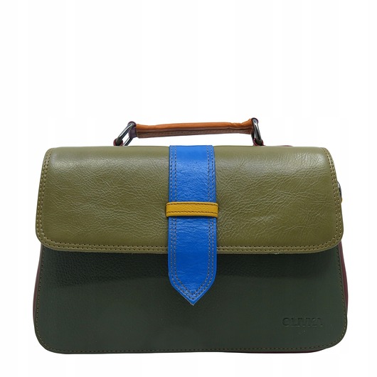 torby na ramię Torebka skórzana do ręki i na ramię, regulowany pasek, kolorowa eko OLIVKA