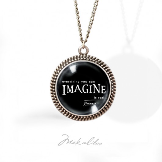 Imagine picasso -czarny- medalion gold Makaliboo