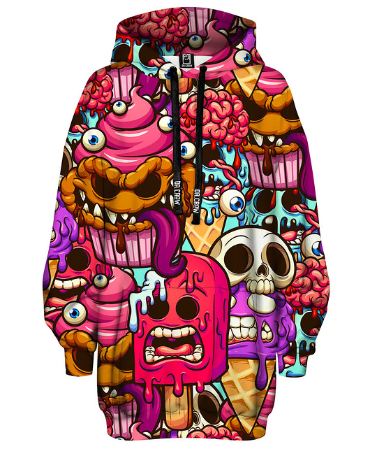 bluza z kapturem damska Bluza Oversize Tunika DR.CROW Dessert Monsters