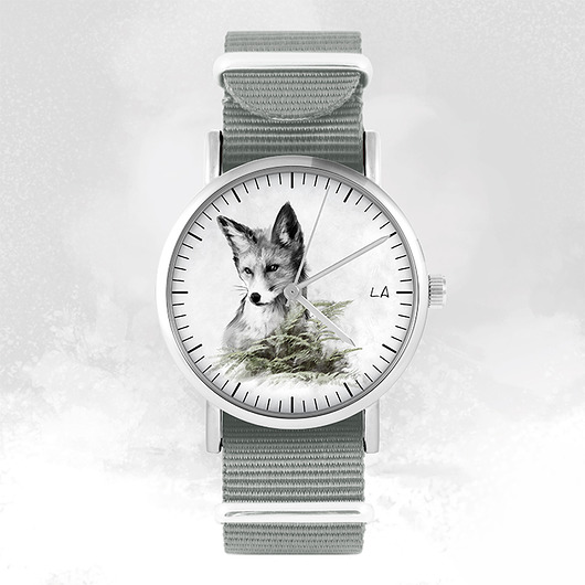 zegarki unisex Zegarek - Lis - szary, nylonowy