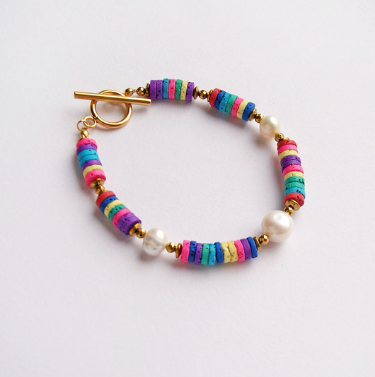 bransoletki z kamieni naturalnych SUMMER collection : bransoletka : lawa & perły