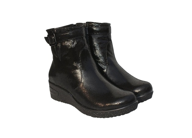 botki damskie Botki skórzane  - żmijka (2942)