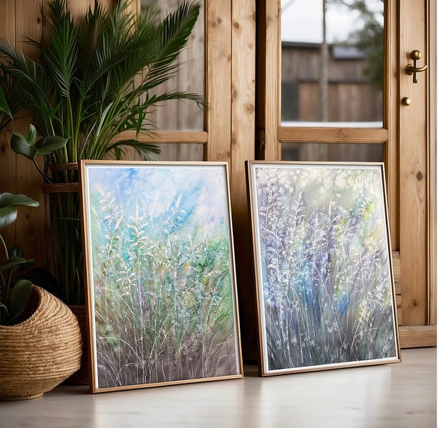 grafiki i ilustracje Zestaw 2 prac. Trawy