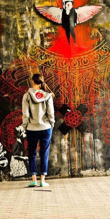 RecyHeart Szara Bluza z Kapturem na Suwak RECYWEAR