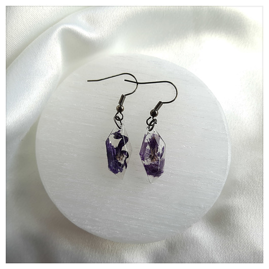Kolczyki z fioletowymi kwiatami Figa handmade accessories