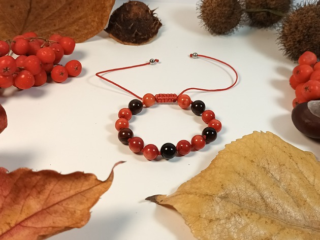bransoletki z kamieni naturalnych Jesienna bransoletka koralowa z agatami
